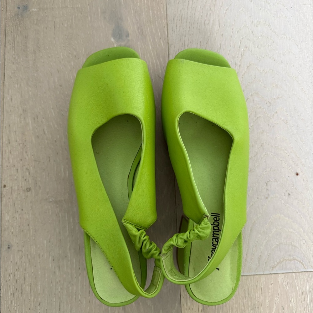 Jeffery Campbell Women's Green Open-Toe Block Heel Shoes